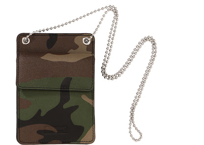 supreme leather id holder + wallet woodland camo