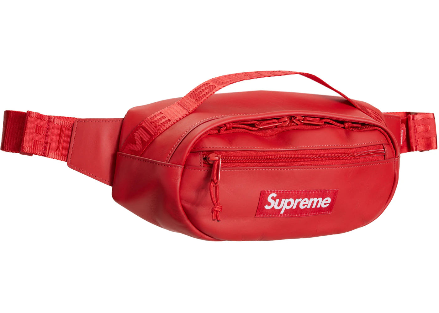 Supreme Leather Waist Bag Red