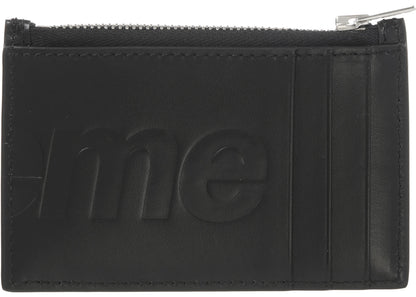 supreme leather zip card holder black 