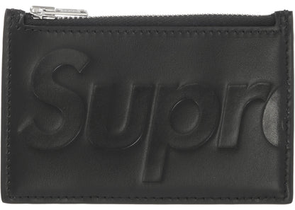supreme leather zip card holder black