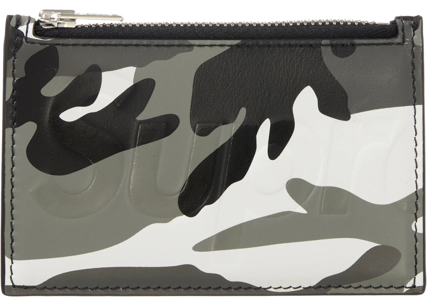 supreme leather zip card holder snow camo
