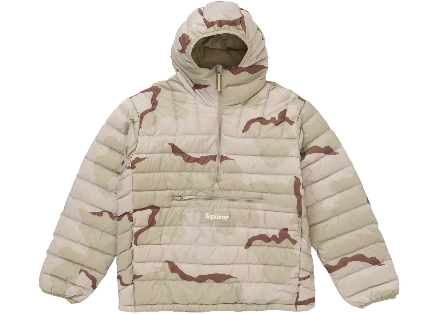 supreme micro down half zip hooded pullover (fw24) desert camo