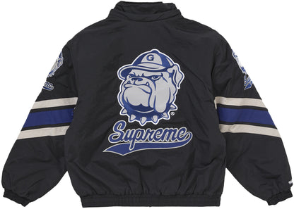 supreme mitchell & ness ncaa hooded stadium jacket black