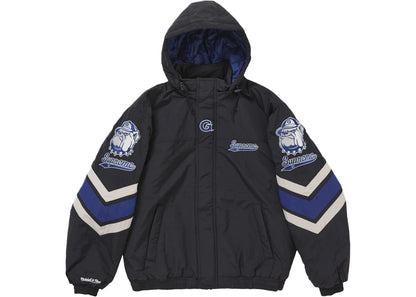 supreme mitchell & ness ncaa hooded stadium jacket black