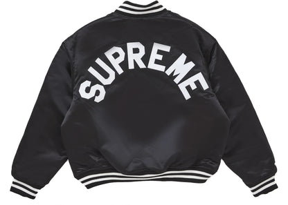 supreme mitchell & ness satin varsity jacket (fw24) black