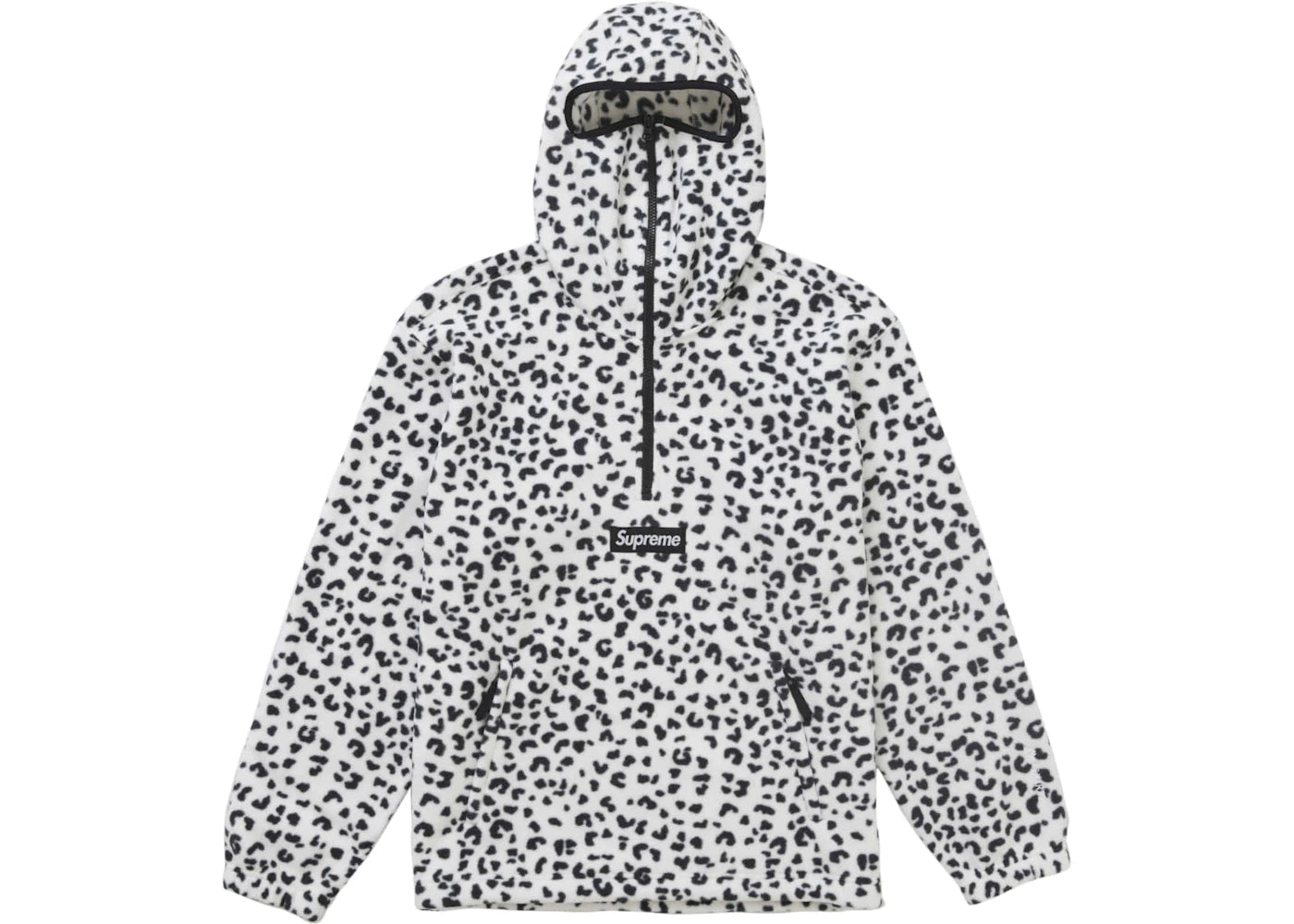 supreme polartec facemask half zip hooded sweatshirt (fw24) leopard