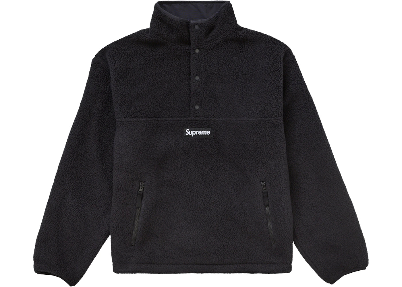 supreme polartec shearling reversible pullover (fw24) black