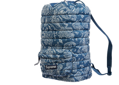 supreme puffer backpack blue paisley 