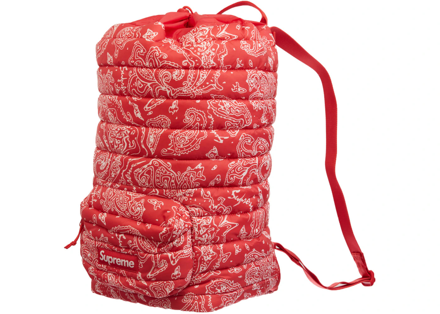 supreme puffer backpack red paisley 