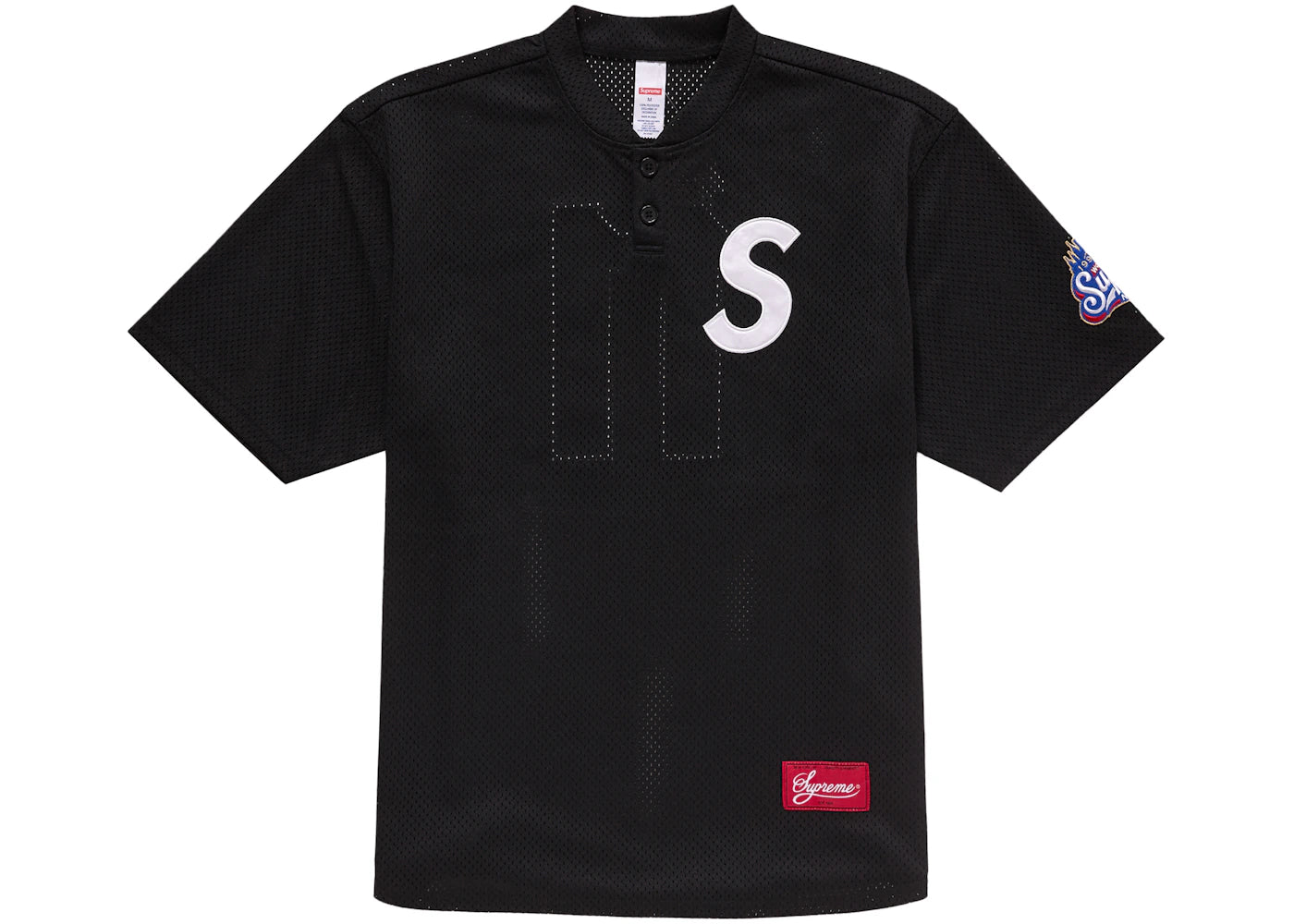supreme s logo baseball henley black