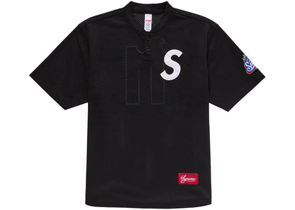 supreme s logo baseball henley black
