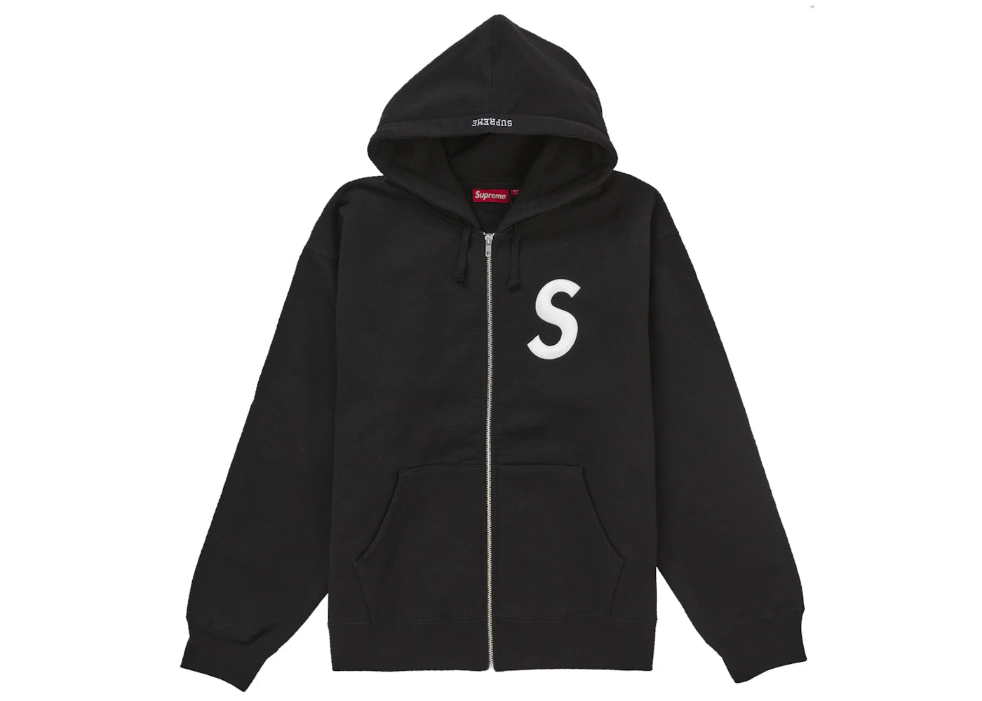 supreme s logo zip up hooded sweatshirt (fw24) black