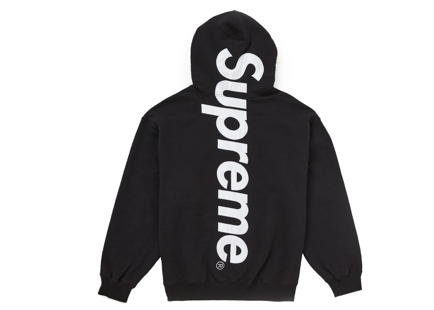 supreme satin applique hooded sweatshirt fw24 black