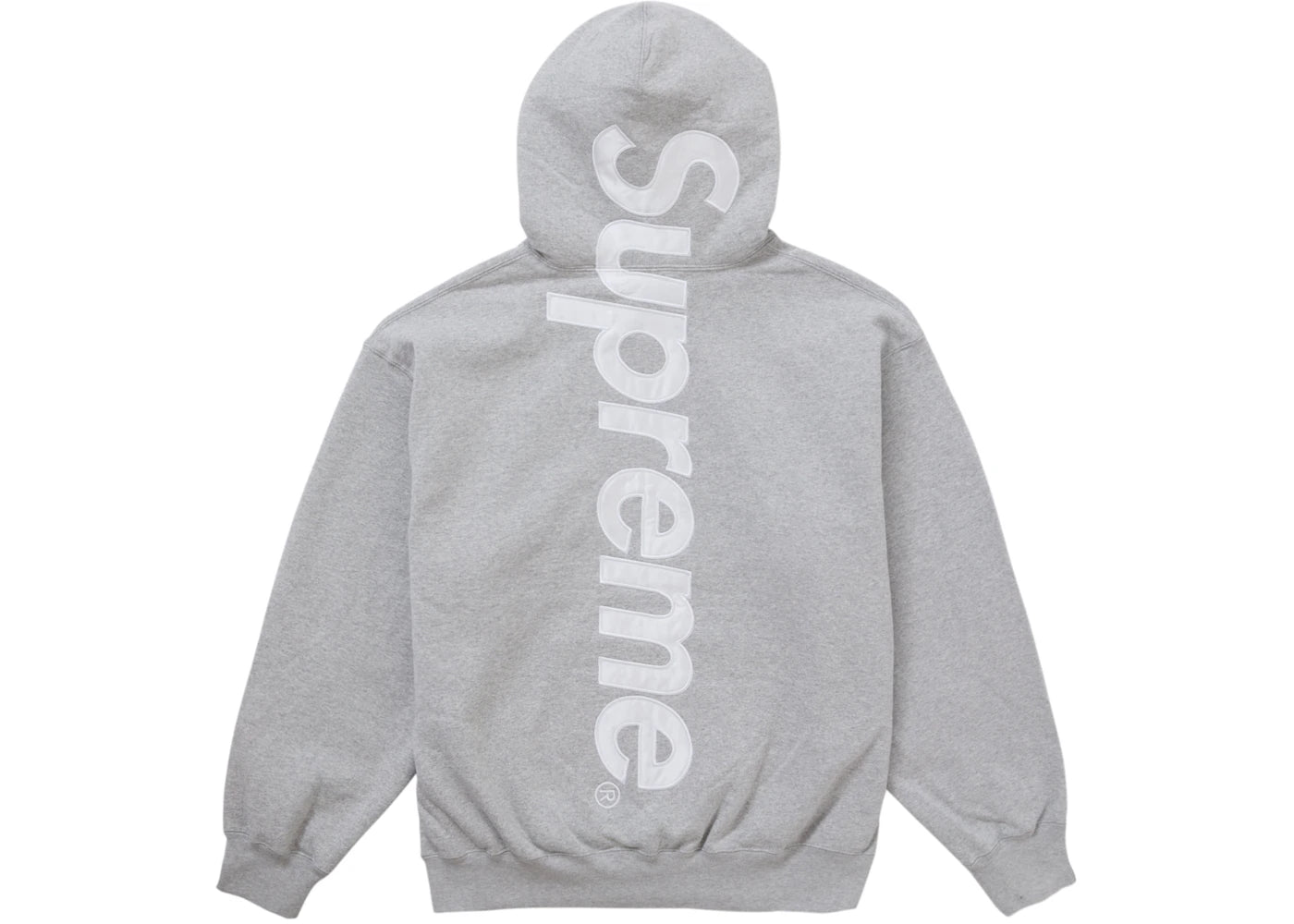 supreme satin applique hooded sweatshirt fw24 heather grey