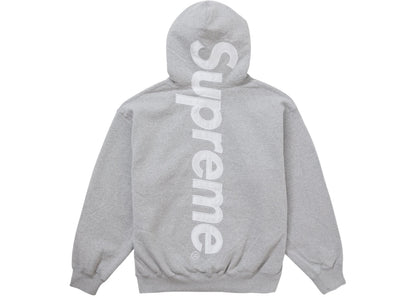 supreme satin applique hooded sweatshirt fw24 heather grey