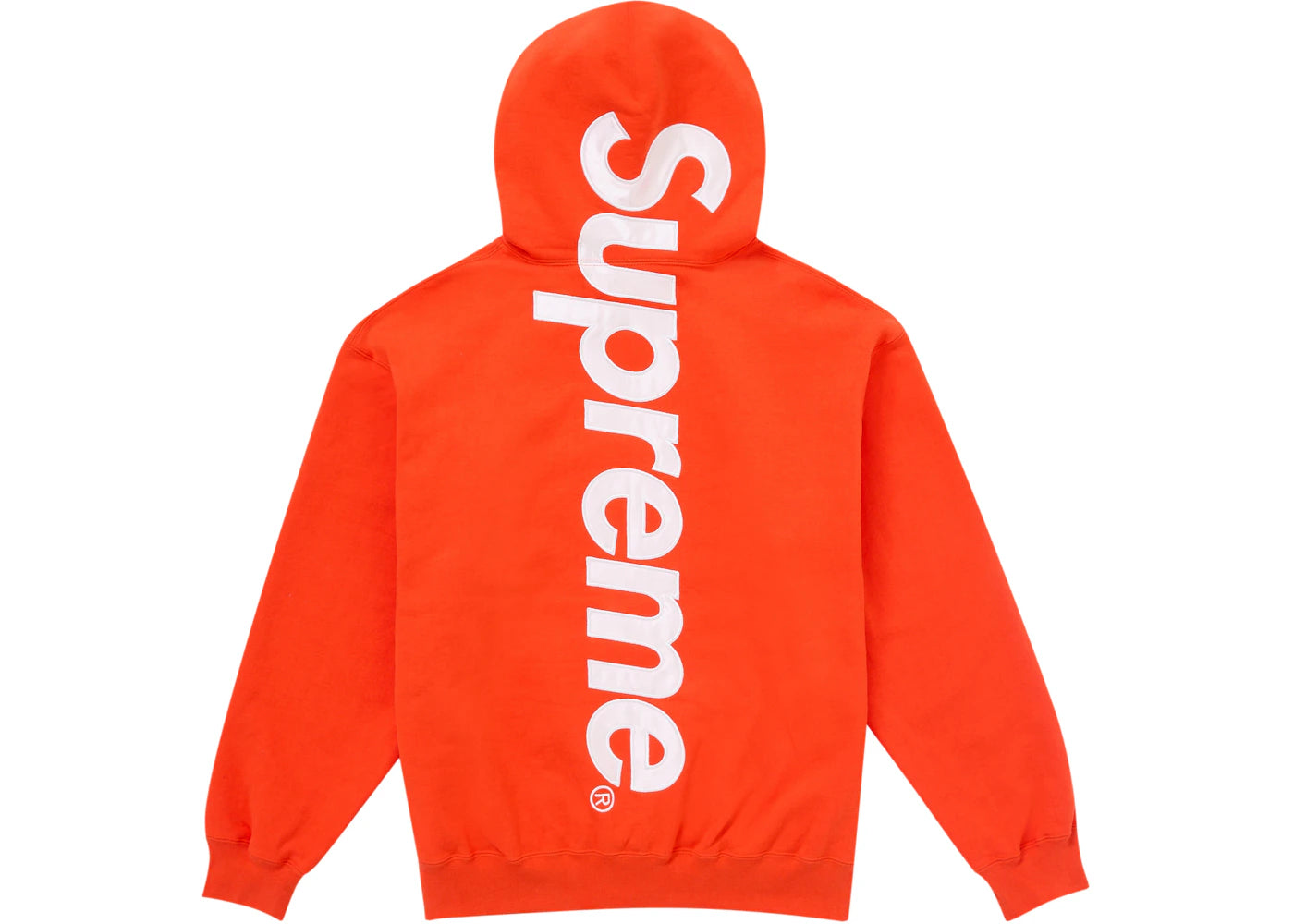 supreme satin applique hooded sweatshirt fw24 bright orange
