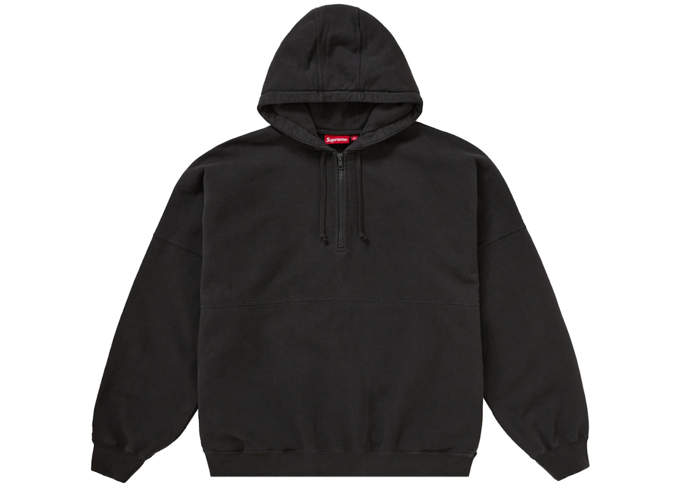 supreme wrapped half zip hooded sweatshirt washed black