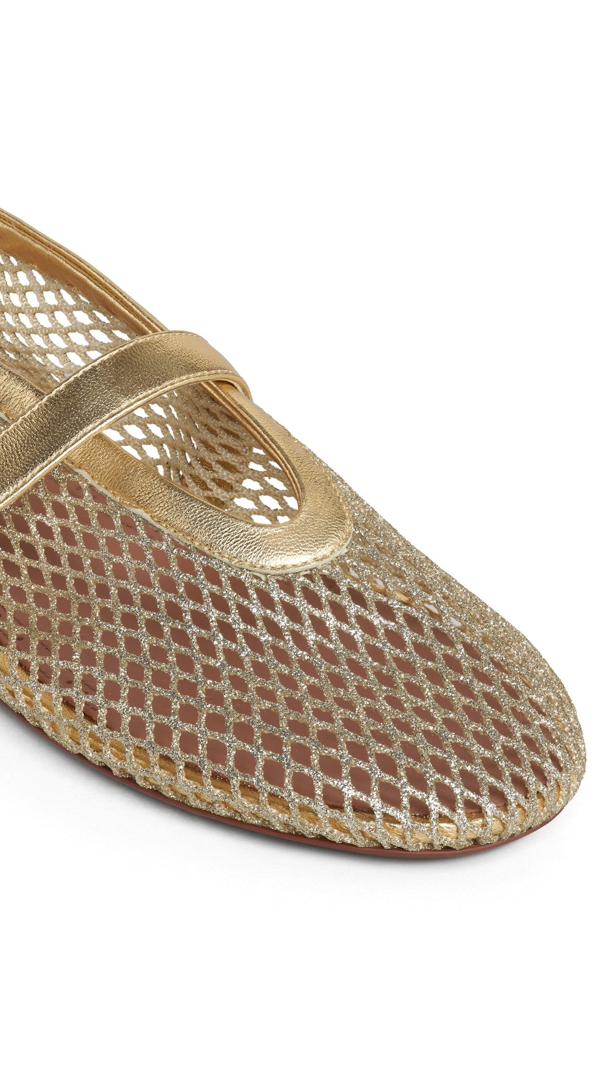 Alaïa Ballet Flats In Laminated Fishnet