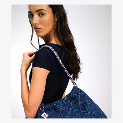 Tory Burch Fleming Soft Denim Hobo Bag Denim
