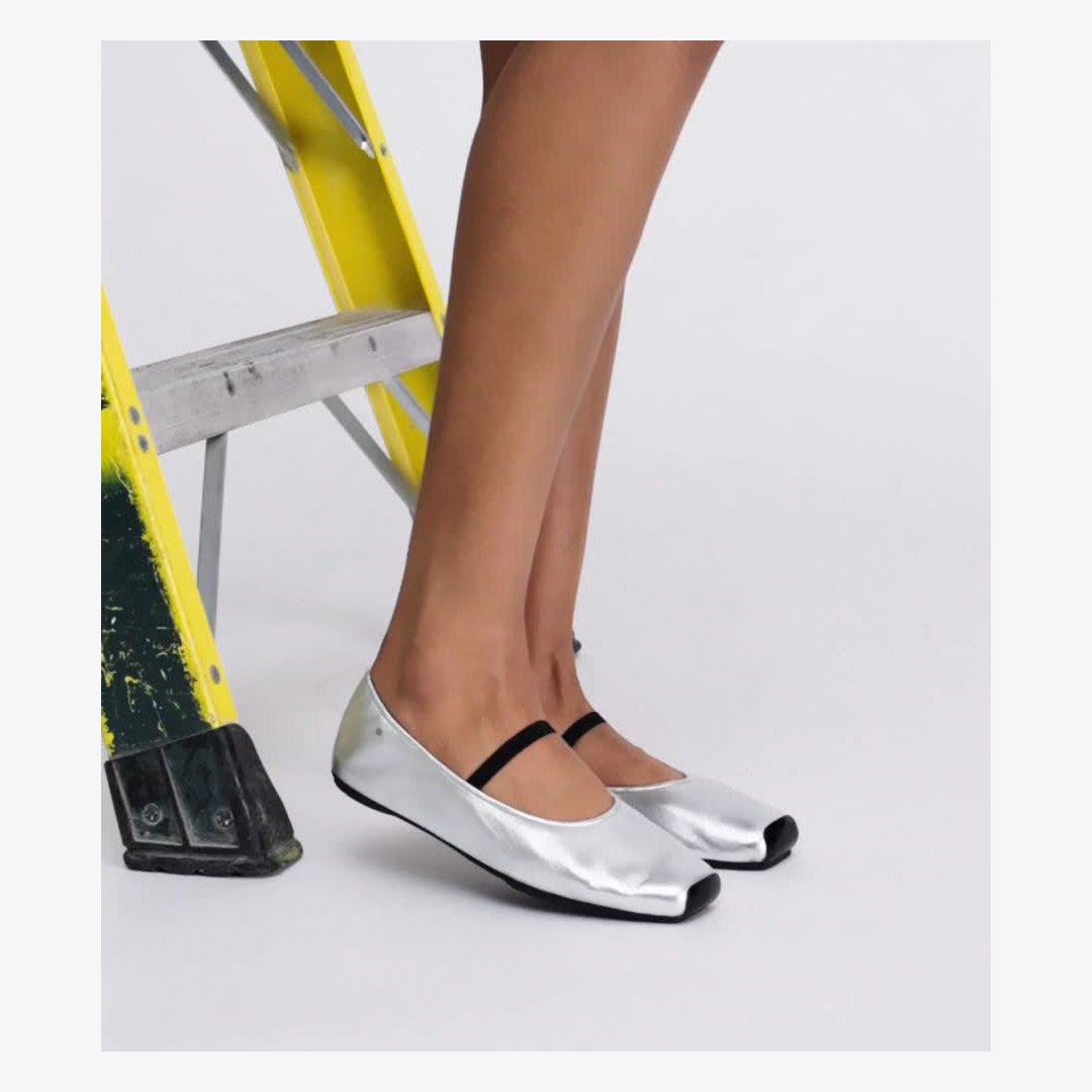 Tory Burch Runway Ballet SILVER / PERFECT BLACK