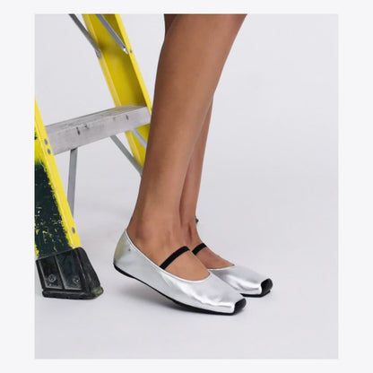 Tory Burch Runway Ballet SILVER / PERFECT BLACK