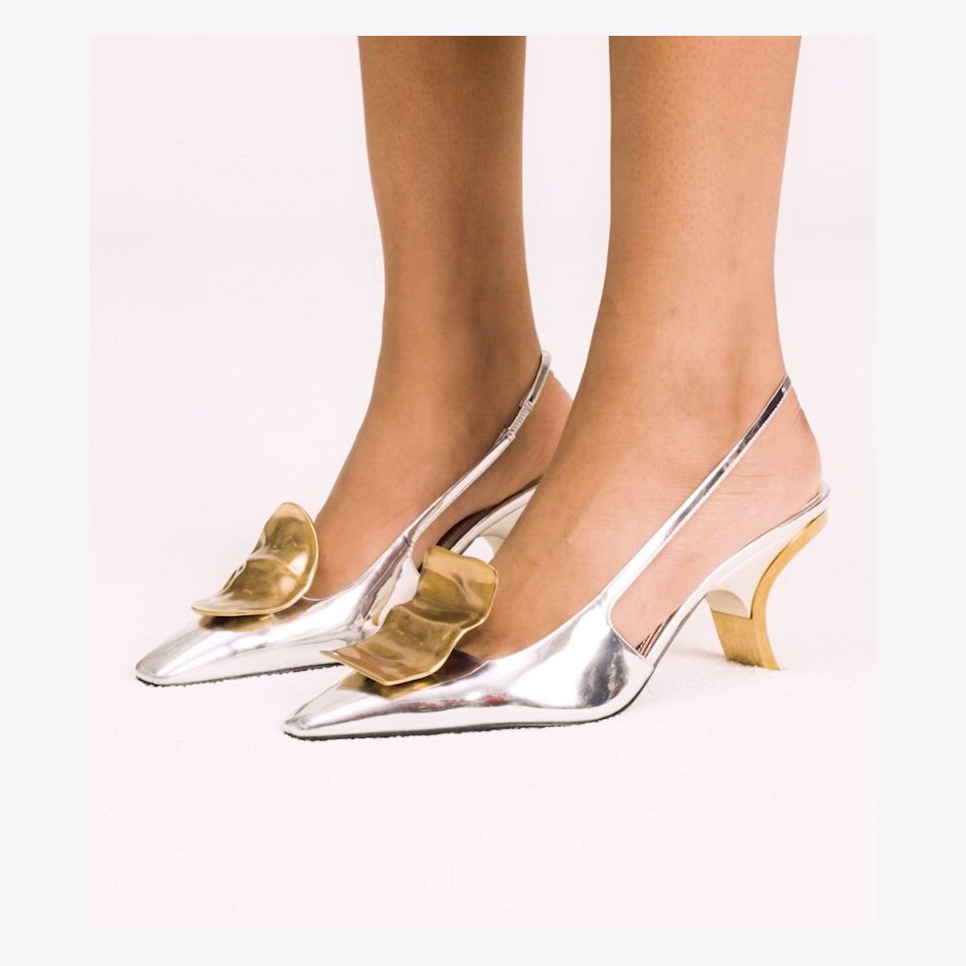 Tory Burch Patos Mismatched Slingback Heel ARGENTO / GOLD