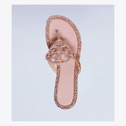 Tory Burch Miller Crystal Knotted Sandal ROSE PINK