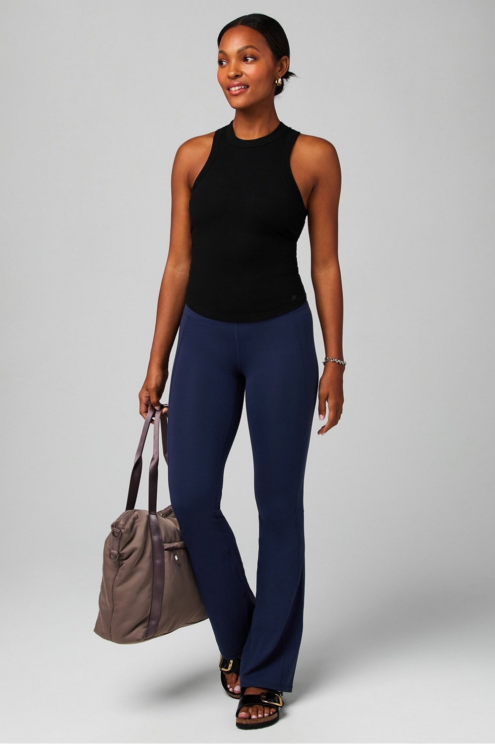 Fabletics High Neck Rib Built-In Bra Tank
