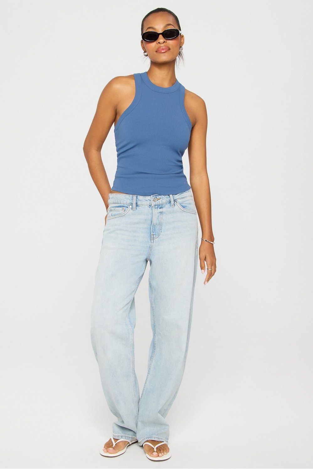 Fabletics High Neck Rib Built-In Bra Tank