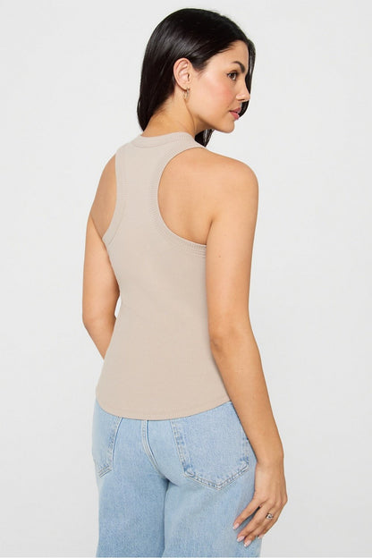 Fabletics High Neck Rib Built-In Bra Tank