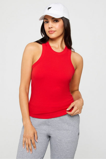 Fabletics High Neck Rib Built-In Bra Tank
