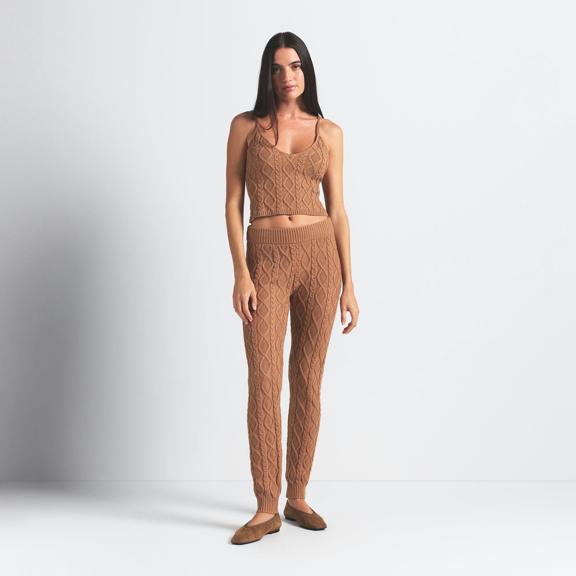 Skims Sweater Knits Cable Knit Cami Dark Honey