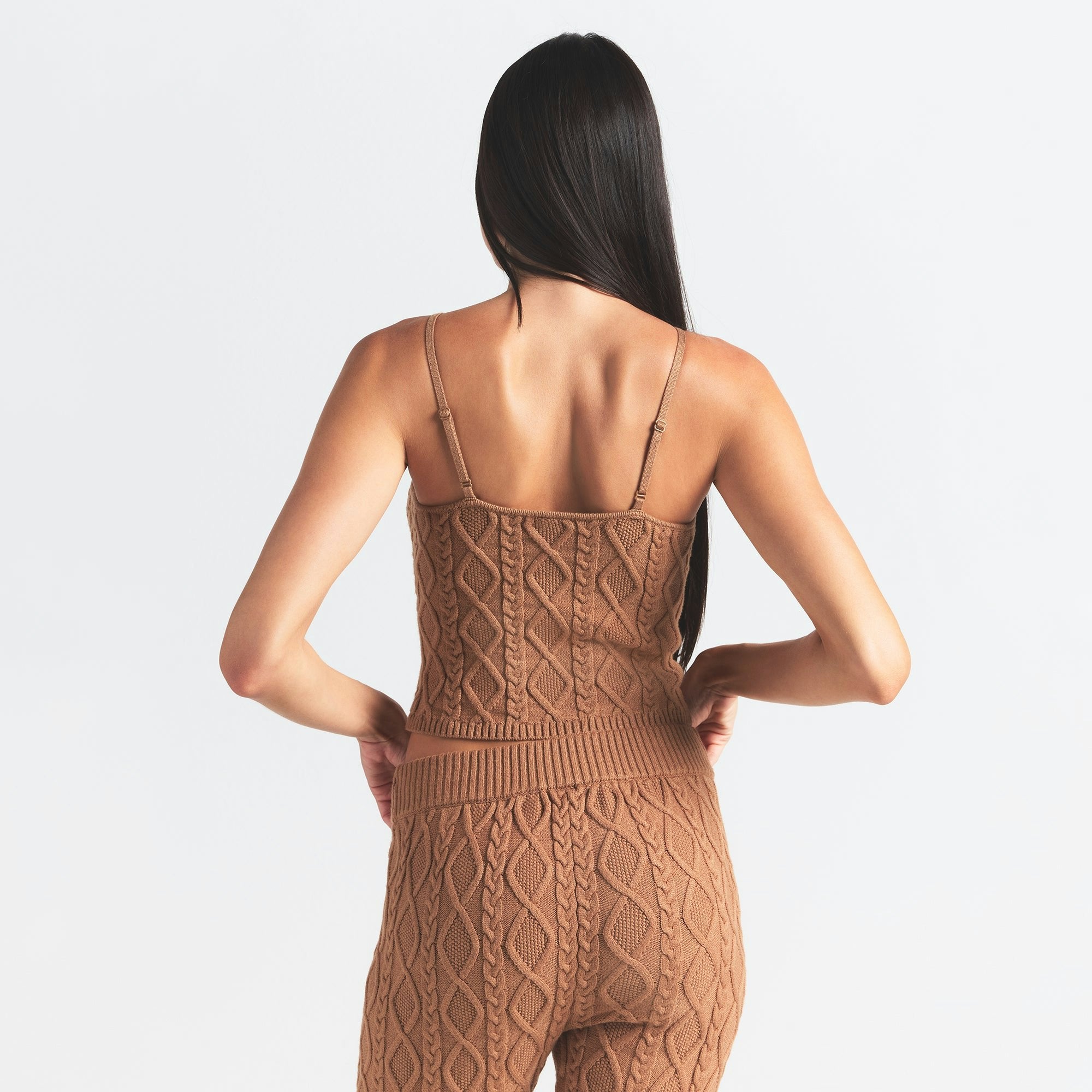 Skims Sweater Knits Cable Knit Cami Dark Honey