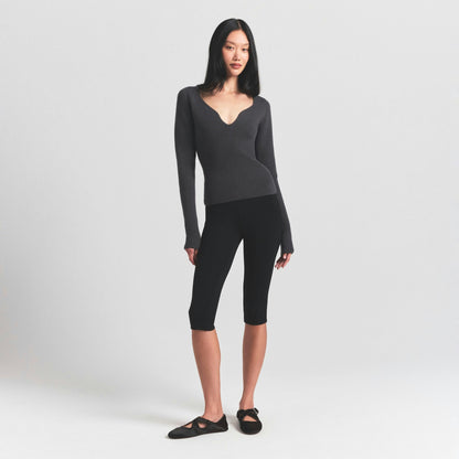 Skims Sweater Knits Ribbed Long Sleeve Top Ash