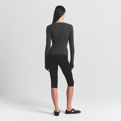 Skims Sweater Knits Ribbed Long Sleeve Top Ash