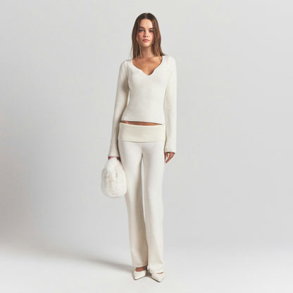 Skims Sweater Knits Ribbed Long Sleeve Top Ivory