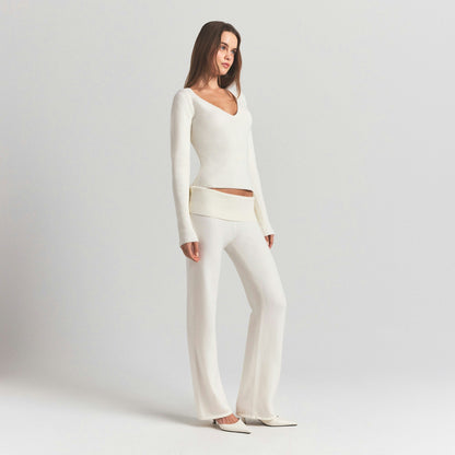 Skims Sweater Knits Ribbed Long Sleeve Top Ivory