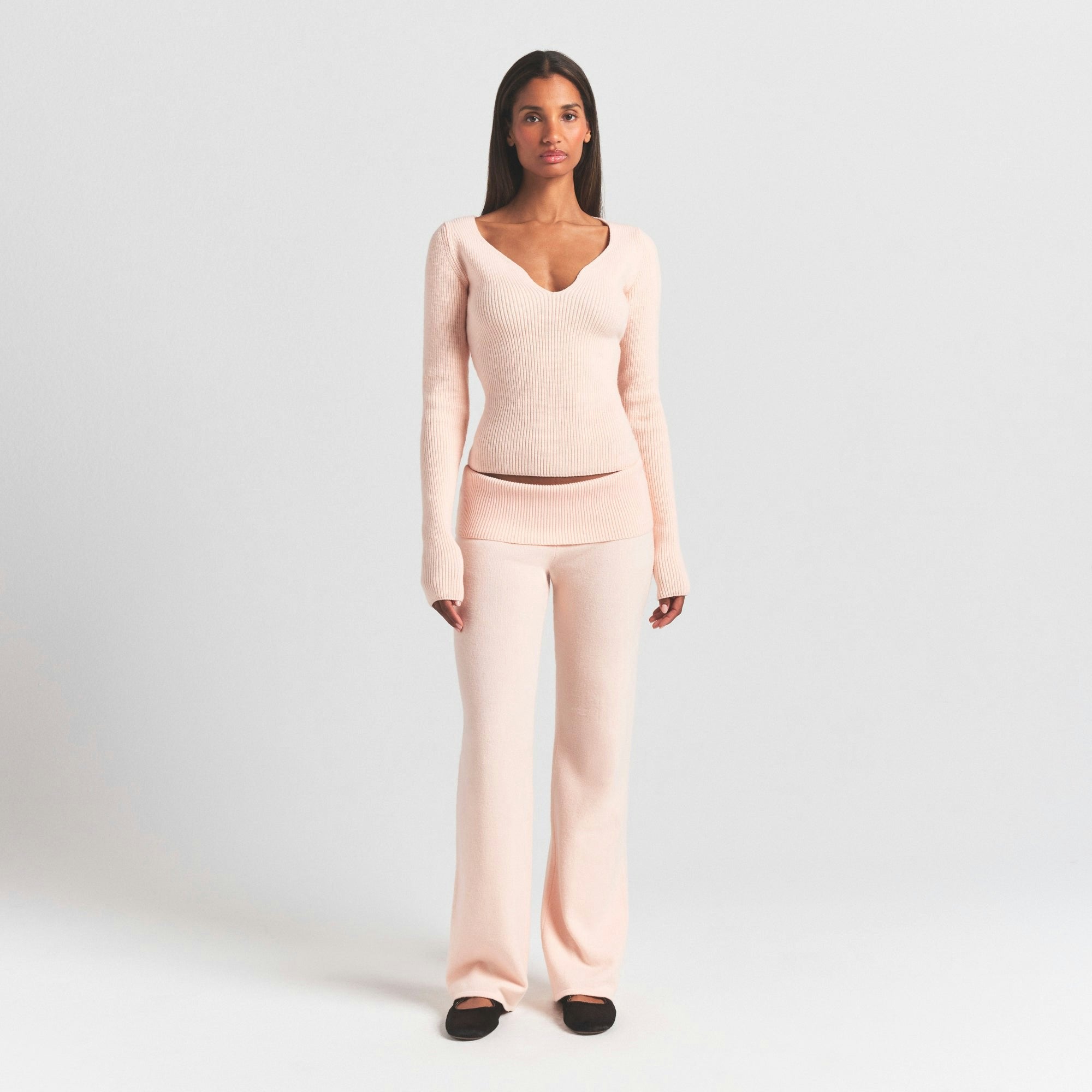 Skims Sweater Knits Ribbed Long Sleeve Top Primrose