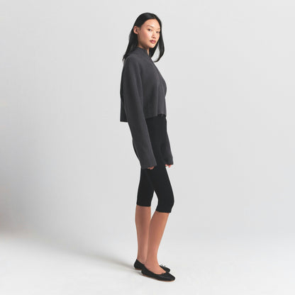 Skims Sweater Knits Ribbed Mock Neck Zip Up Ash