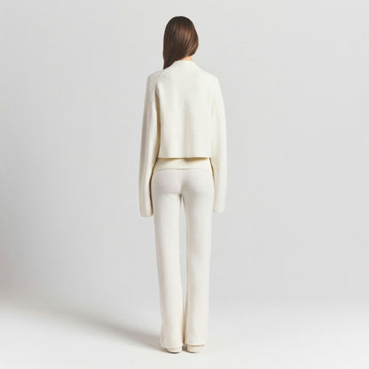 Skims Sweater Knits Ribbed Mock Neck Zip Up Ivory