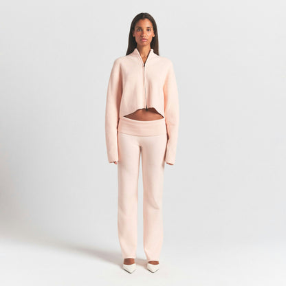 Skims Sweater Knits Ribbed Mock Neck Zip Up Primrose