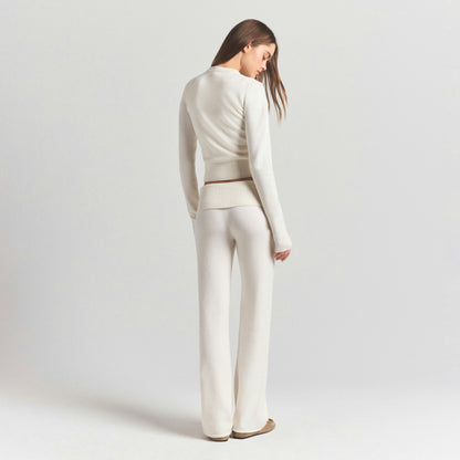 Skims Sweater Knits Ribbed Long Sleeve Fitted Crew Neck Ivory