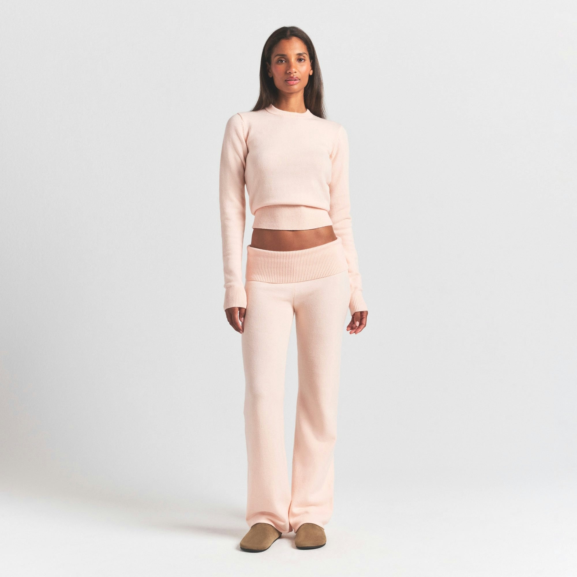 Skims Sweater Knits Ribbed Long Sleeve Fitted Crew Neck Primrose