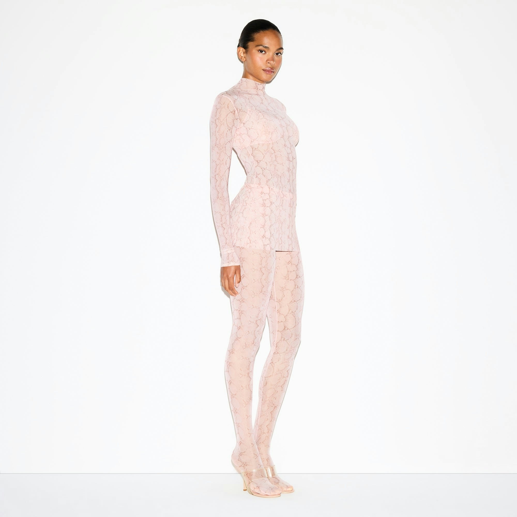 Skims Milky Sheer Tunic Rose Pastel Snake Print