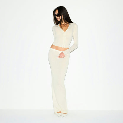 Skims Featherweight Cashmere Cardigan Egret