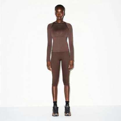 Skims Nikeskims Airy Long Sleeve Crew Neck Top Dark Sepia