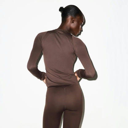 Skims Nikeskims Airy Long Sleeve Crew Neck Top Dark Sepia