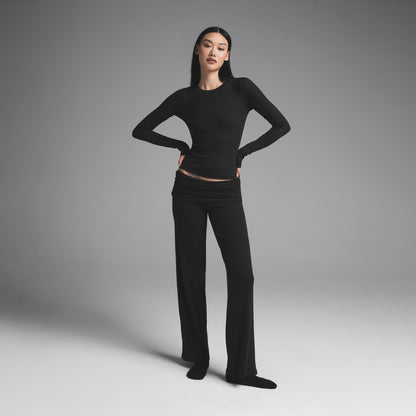 Skims Cotton Rib Long Sleeve T-Shirt Soot