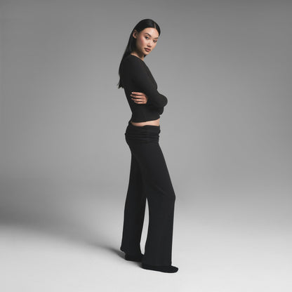 Skims Cotton Rib Long Sleeve T-Shirt Soot