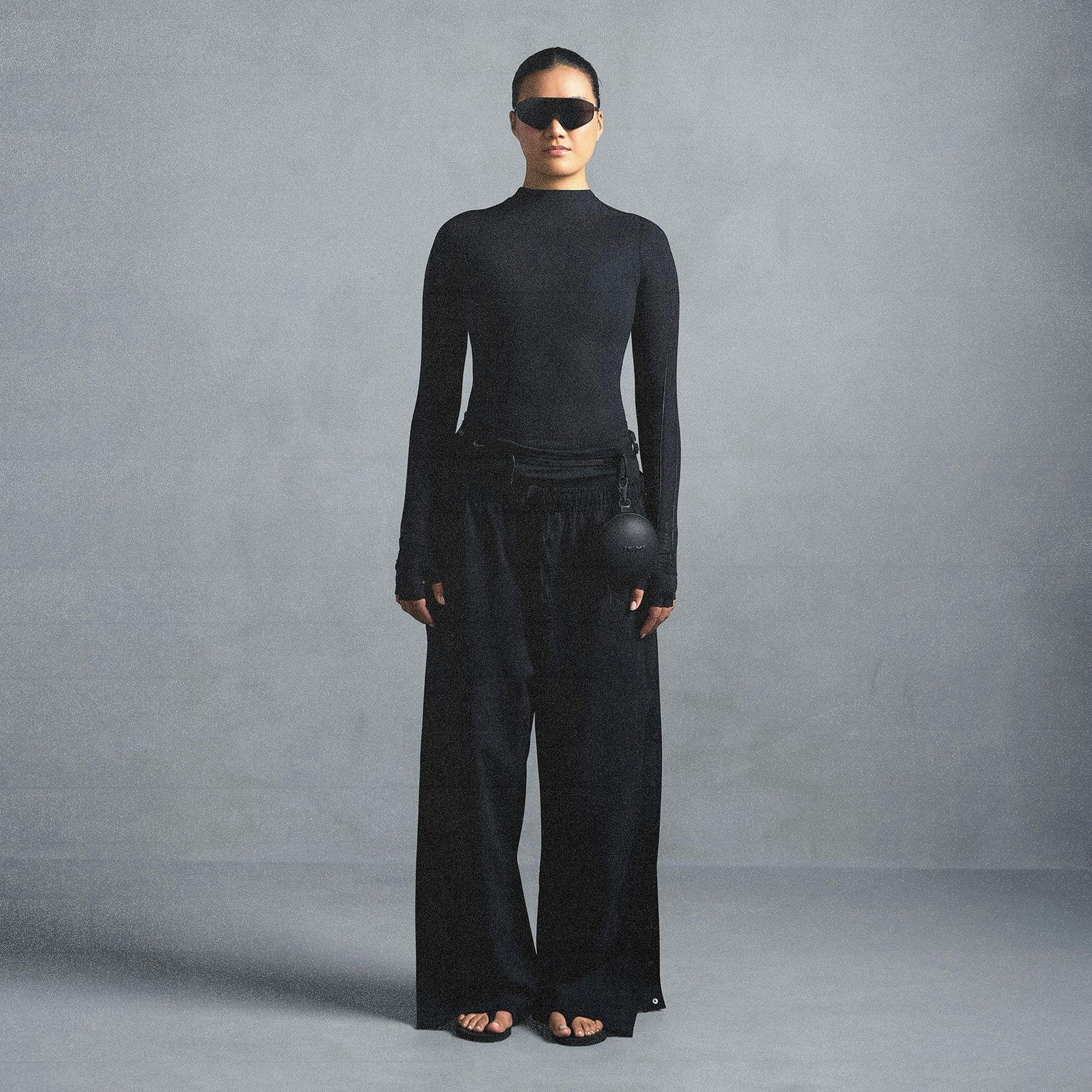 Skims Nikeskims Weightless Layers Mock Neck Long Sleeve Top Obsidian